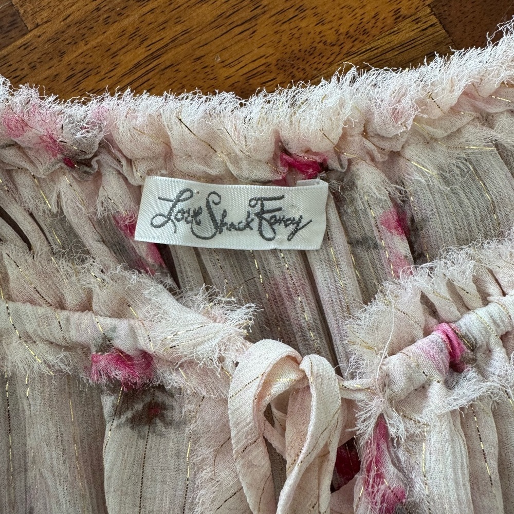 LoveShackFancy Popover Mini Dress in Vintage Rose Pink Gold Floral - Picture 3 of 7